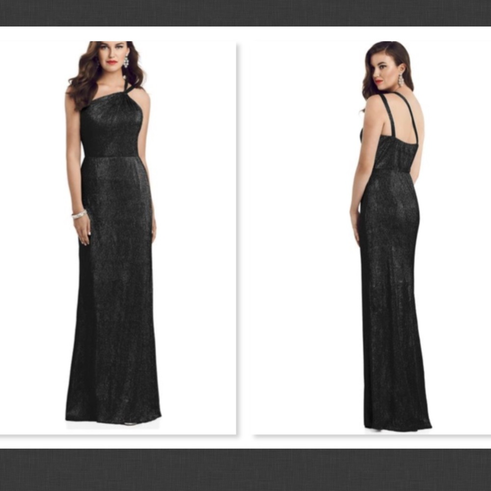 NEW Dessy Collection Soho Metallic One-Shoulder Gown  Size 14